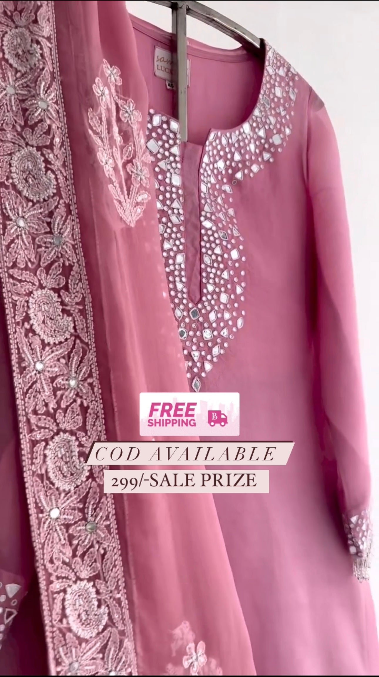 CHIKANKARI X MIRROR WORK KURTA SET