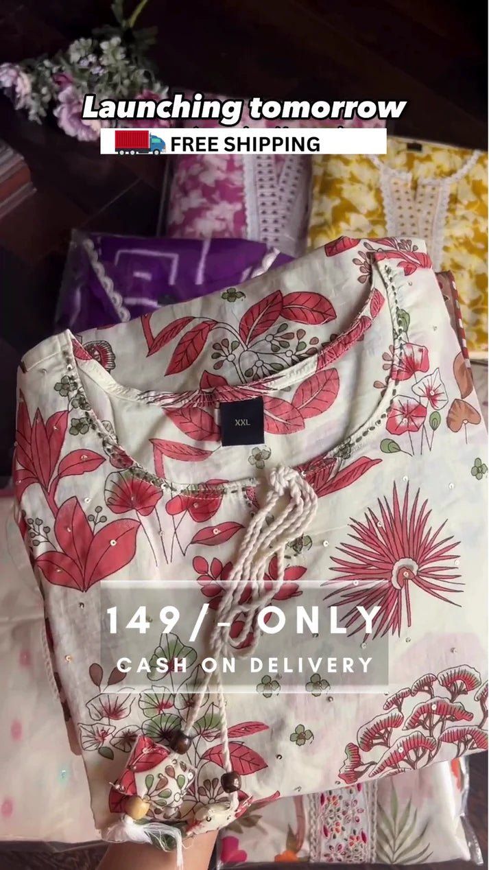 Hand Block Printed Embroidered Kurta Set